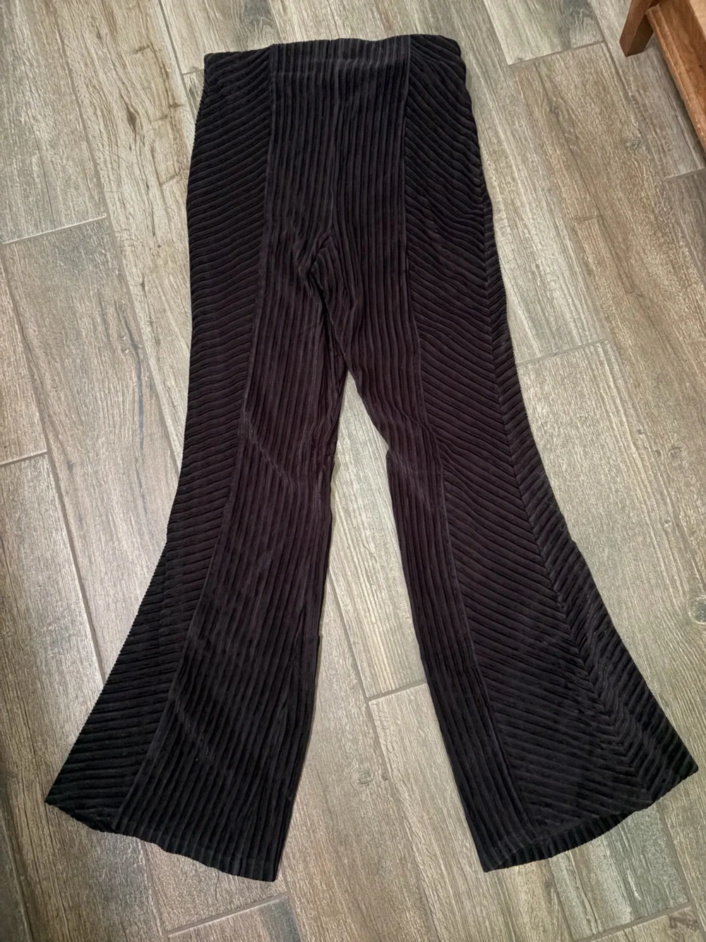 Free People Black Ribbed Flare Pants